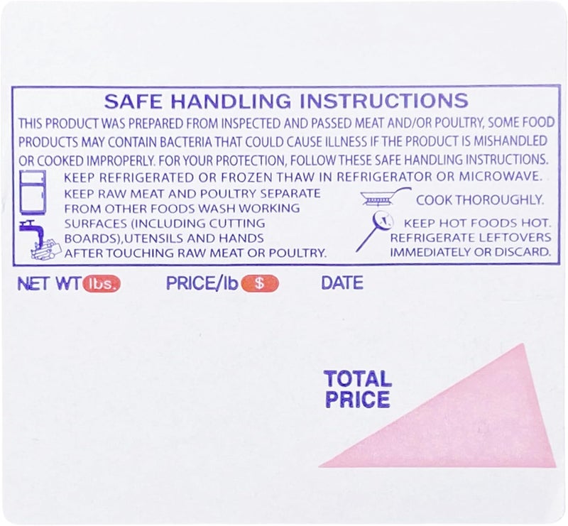 VisionTechShop ISHIDA 1848 Printing Scale, AC, Astra, RED/Blue Triangle UPC Safe Handling 64mm x 59mm, 625 Per Roll, 12 Rolls per Case - Image 2